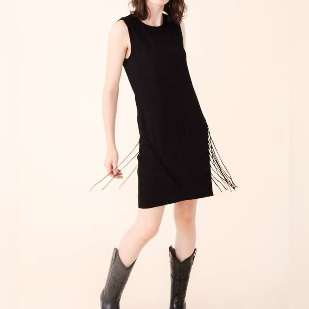 Prairie Underground Heron Fringe Black Dress